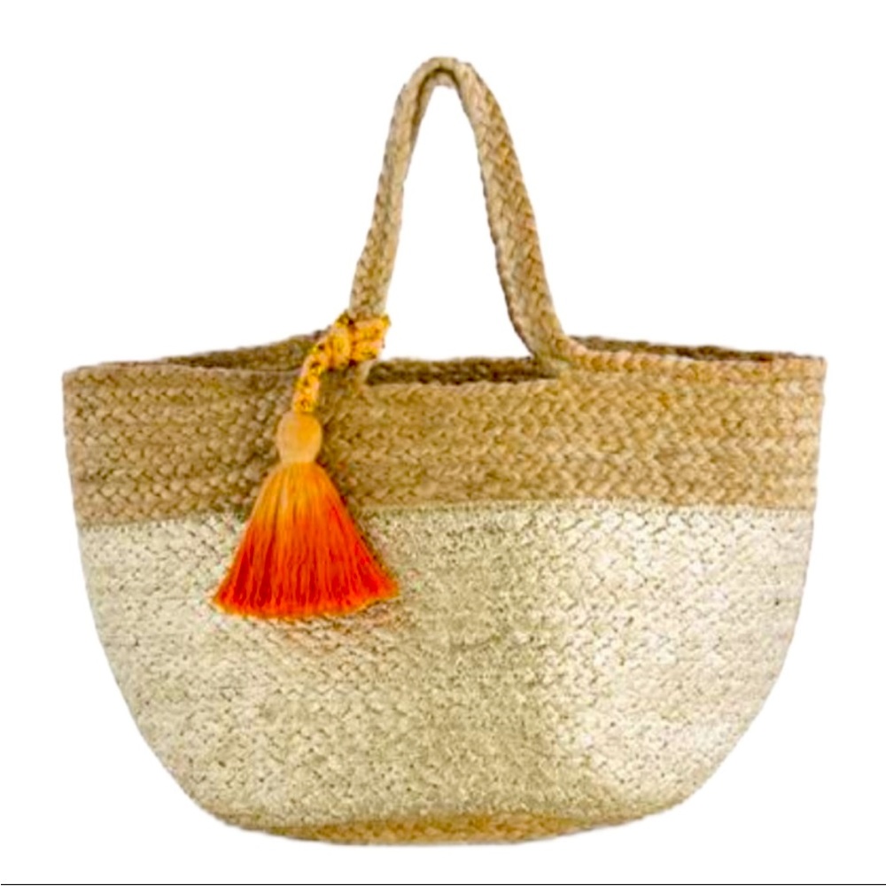SHIRALEAH SHANTI Small Jute Woven Straw Beach Vacation Summer Tote Bag